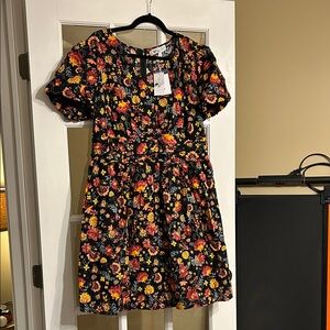 Floral Dress - Black and Multicolor